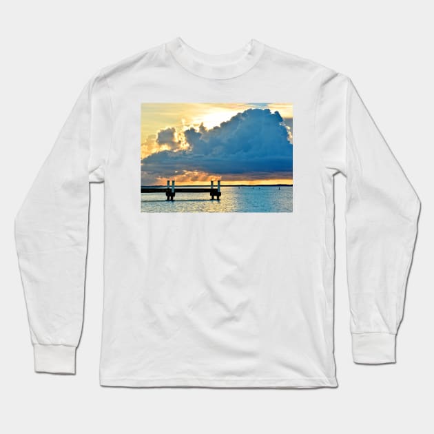 Pier at Sunset on Grace Bay Long Sleeve T-Shirt by Scubagirlamy